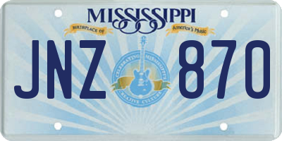 MS license plate JNZ870