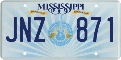 MS license plate JNZ871