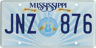 MS license plate JNZ876