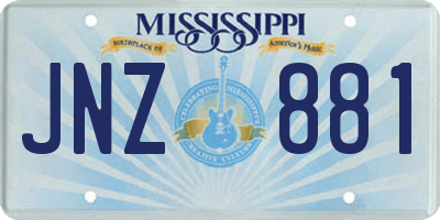 MS license plate JNZ881
