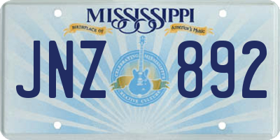 MS license plate JNZ892
