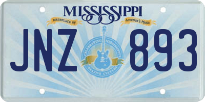 MS license plate JNZ893