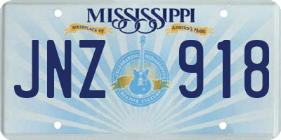 MS license plate JNZ918