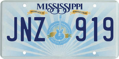 MS license plate JNZ919