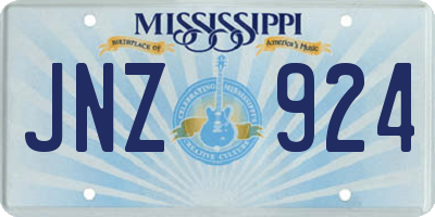 MS license plate JNZ924
