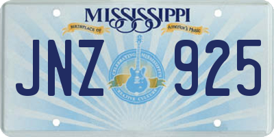 MS license plate JNZ925