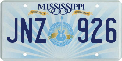 MS license plate JNZ926