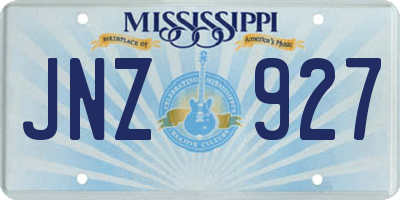 MS license plate JNZ927