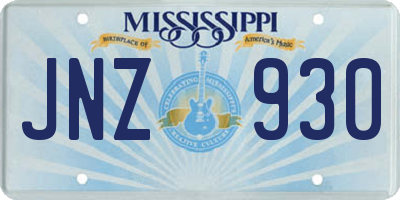 MS license plate JNZ930