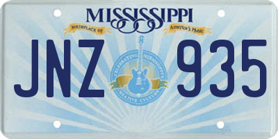MS license plate JNZ935