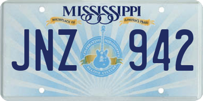 MS license plate JNZ942