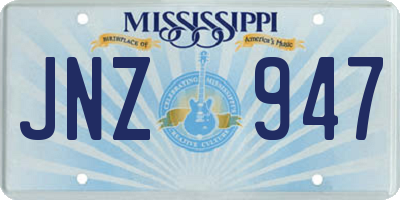 MS license plate JNZ947