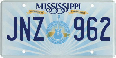 MS license plate JNZ962