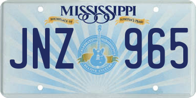 MS license plate JNZ965