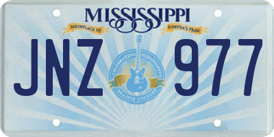 MS license plate JNZ977
