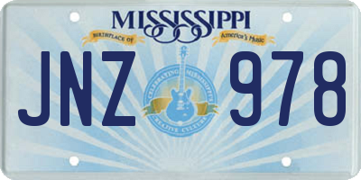 MS license plate JNZ978