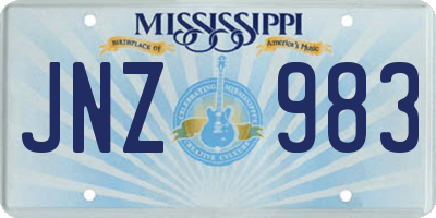 MS license plate JNZ983