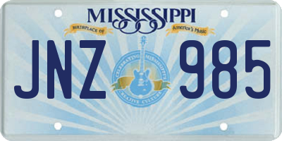 MS license plate JNZ985