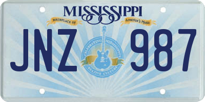 MS license plate JNZ987