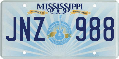 MS license plate JNZ988