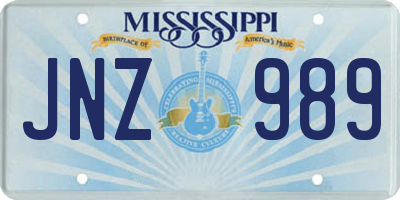 MS license plate JNZ989