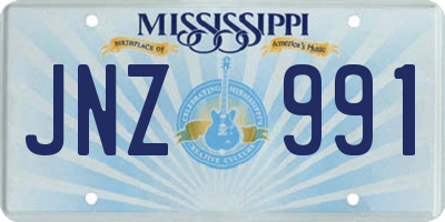 MS license plate JNZ991