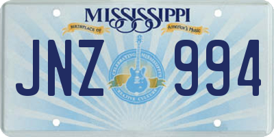 MS license plate JNZ994