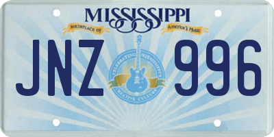 MS license plate JNZ996
