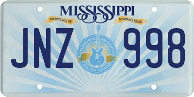 MS license plate JNZ998
