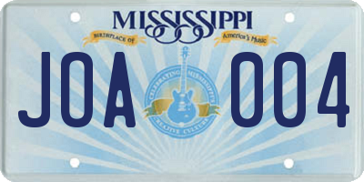MS license plate JOA004