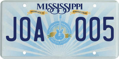 MS license plate JOA005