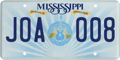 MS license plate JOA008