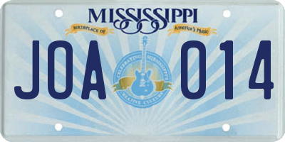 MS license plate JOA014
