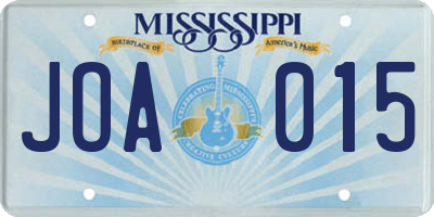 MS license plate JOA015