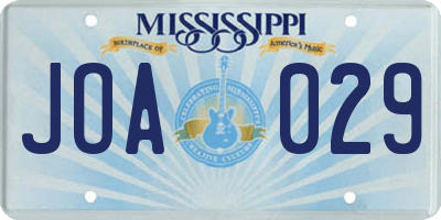 MS license plate JOA029