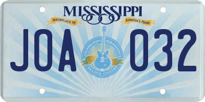 MS license plate JOA032