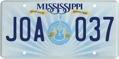 MS license plate JOA037