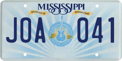 MS license plate JOA041