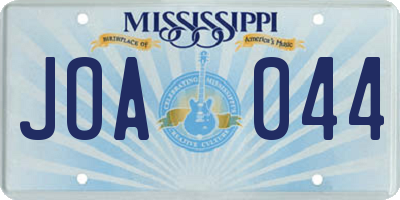 MS license plate JOA044
