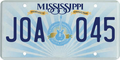 MS license plate JOA045