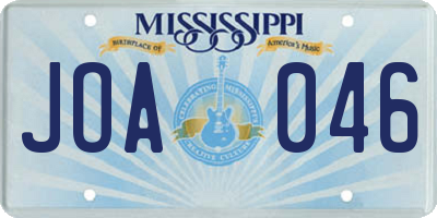 MS license plate JOA046