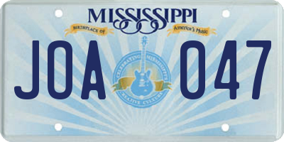 MS license plate JOA047