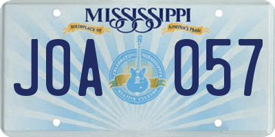 MS license plate JOA057