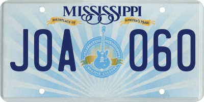 MS license plate JOA060