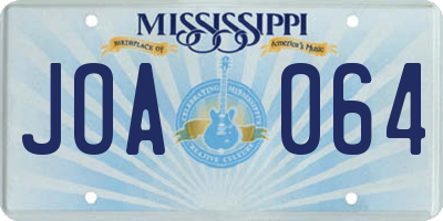 MS license plate JOA064