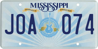 MS license plate JOA074