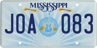 MS license plate JOA083