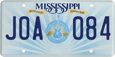 MS license plate JOA084