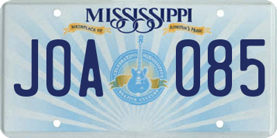 MS license plate JOA085