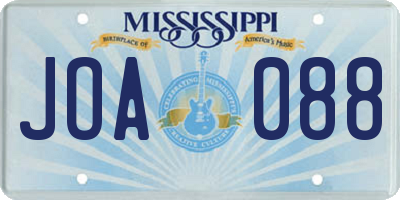 MS license plate JOA088